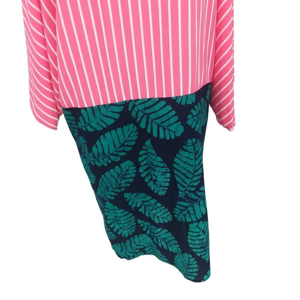 Studio 189 Short Sleeve Kimono Size M Pink Silk Cotton Open Front Striped Batik - Picture 9 of 13